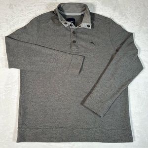 Tommy Bahama Mens Pullover Snap Sweatshirt Mock Neck Cold Spring Long Sleeve